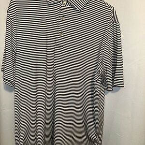 Black and White Striped Polo Shirt